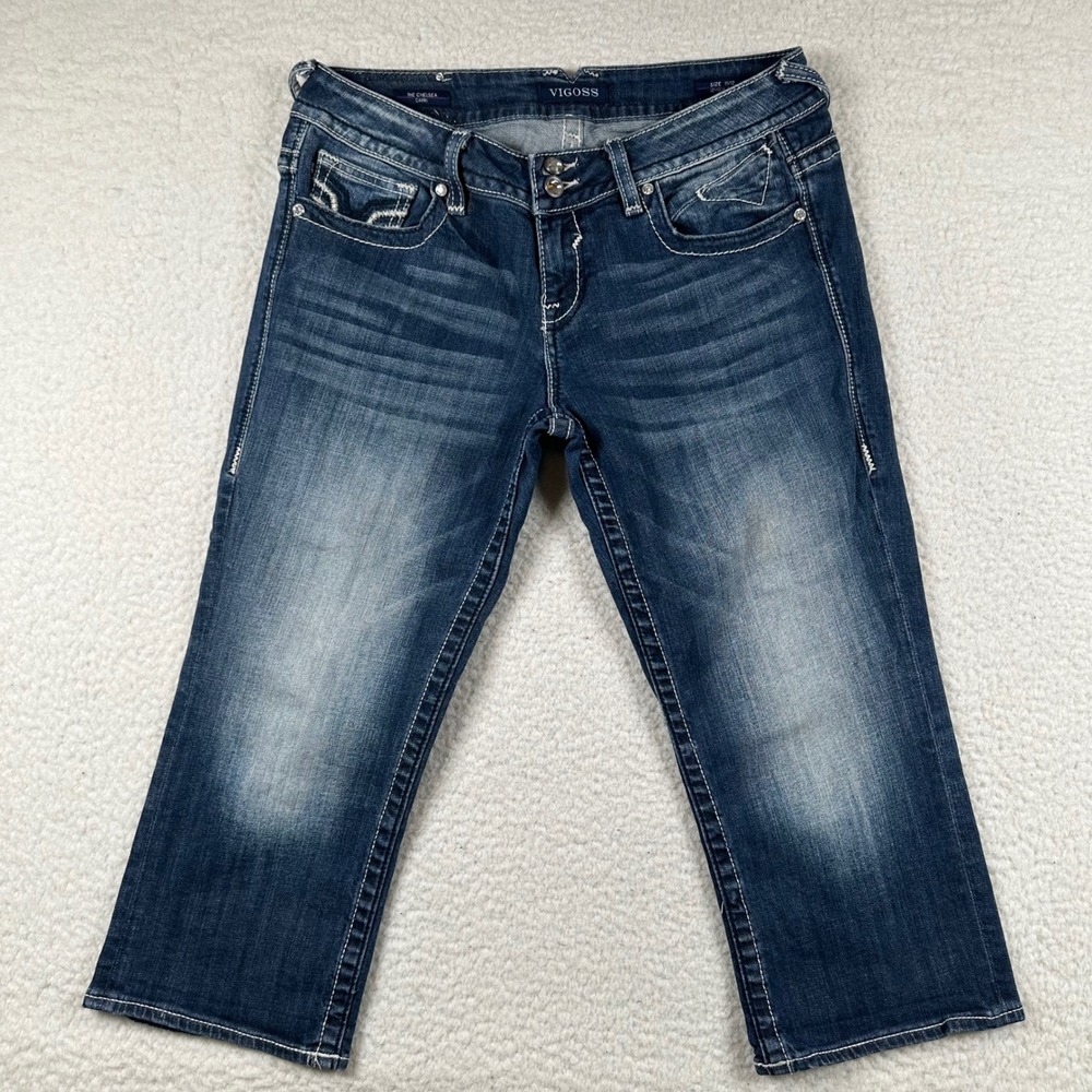 Vigoss The Chelsea Capri Womens Jeans Embellished Contrast Stitch 11/12 McBling